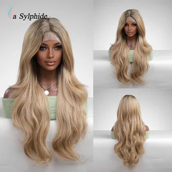 La Sylphide Синтетический парик с кружевом Спереди, длинноволновый светлый парик, Косплей, вечеринка, ежедневные натуральные кружевные парики для женщин, термостойкие волосы