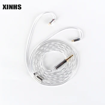 XINHS 2 нити монокристаллического медного посеребренного прозрачного белого кабеля для обновления наушников