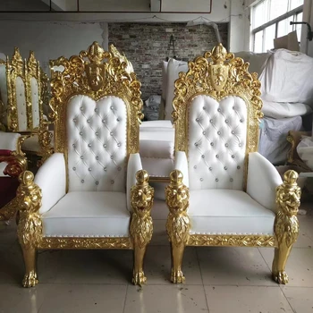 Роскошная Королевская Мебель для Свадебной вечеринки С Высокой Спинкой Золотой Король Королева Свадебный Трон