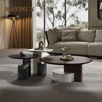 Дизайн Чайного столика на мраморной основе, Современный Минималистичный Мебель из Северной Европы, Большой И Маленький круглый Журнальный столик для гостиной