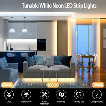 5V USB Неоновые ленточные светильники Touch LED Гибкие водонепроницаемые веревочные светильники для подсветки телевизора, спальни, кабинета, кухни, освещения своими руками