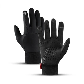 Зимние Мужские Женские перчатки, водонепроницаемые Мотоциклетные перчатки, Мужские перчатки для занятий спортом на открытом воздухе, Теплые флисовые перчатки для бега, лыжные перчатки