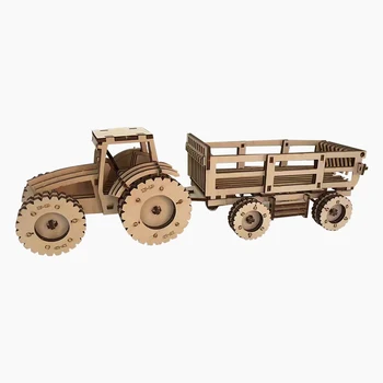 Деревянные собранные игрушки для трактора, Тележка для трактора, аксессуары для трактора, развивающие игрушки, игрушки для взрослых, транспортные грузовики