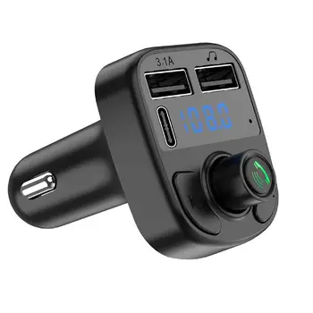 Автомобильный Bluetooth-передатчик 12v-24V PD Type-C с двумя USB 3.1A, Быстрое Зарядное Устройство, Красочный Рассеянный Свет, Громкая связь, MP3-Модулятор, Плеер