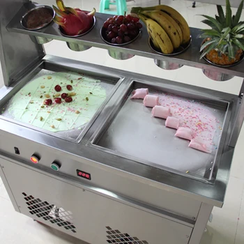 Коммерческая Машина для приготовления Жареного Мороженого, Машина для приготовления йогурта, Миксер для мороженого с двойным управлением, Машина для приготовления рулетов для мороженого