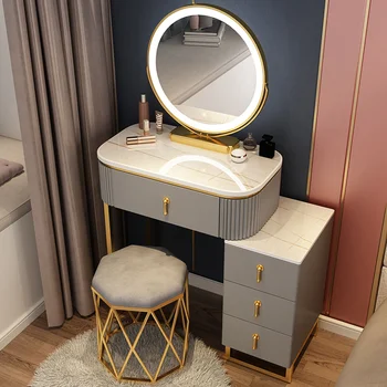 Мебель для хранения, Туалетный столик для макияжа с зеркалами, Угловой прикроватный шкаф для хранения в спальне, Встроенный минималистичный туалетный столик для макияжа