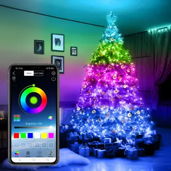 Bluetooth Рождественский светильник RGB USB Сказочные огни 2 м/20 м Гирлянда из медной проволоки, Светодиодная Гирлянда, Рождественская Елка, Новогодний декор, Лампа
