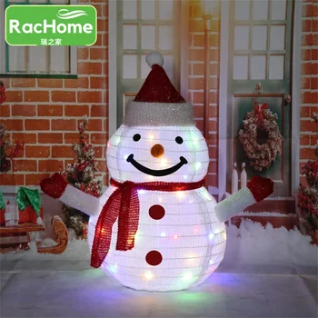 Уличный светильник с орнаментом, Садовый Рождественский фонарь в виде Снеговика, светодиодный газон, складной фонарь в виде Снеговика, Складная ткань, огни в виде Снеговика, Солнечная лампа