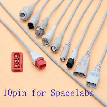 Совместимый кабель Spacelabs 10pin с адаптером датчика Argon/Medex/HP/Edward/BD/Abbott/PVB/Utah IBP для магистрального датчика давления.