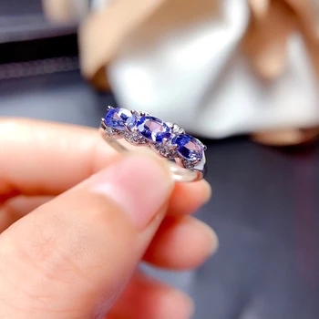 MeiBaPJ Натуральный танзанит, драгоценный камень, Классическое простое кольцо для женщин из стерлингового серебра 925 пробы, изысканные свадебные украшения