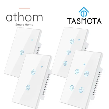 ATHOM US Switch Предварительно прошитый Tasmota ESP8266 WiFi переключатель Сенсорная клавиша 1/2/3/4 банды 100-240 В