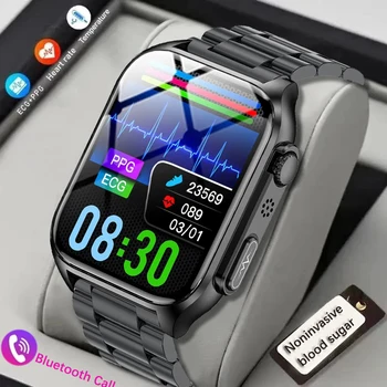Новые умные часы для мужчин 2023 ECG + PPG Smartwatch Bluetooth Call Watches Спортивные водонепроницаемые пульсометры, измеряющие уровень кислорода в крови, уровень сахара в крови