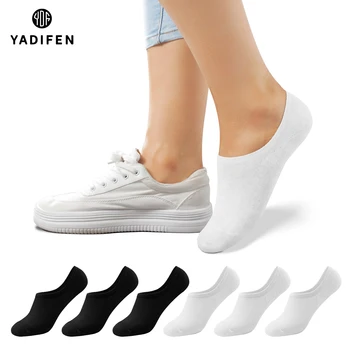 6 пар, женские силиконовые нескользящие невидимые носки, Летние однотонные носки-лодочки на лодыжках, женские мягкие хлопковые тапочки-носочки