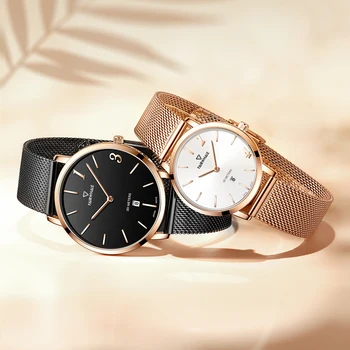 Лучшие брендовые парные часы для мужчин и женщин, модные простые темпераментные 30-метровые водонепроницаемые ультратонкие кварцевые часы