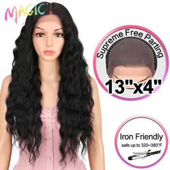 Волшебные светлые парики с эффектом Омбре длиной 13X4, синтетические парики на кружеве для чернокожих женщин, волосы с глубокой натуральной волной, волосы из термостойкого волокна