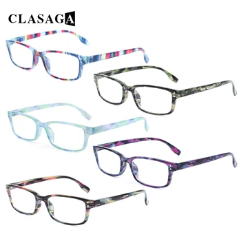 Очки для чтения CLASAGA, 5 упаковок, Прямоугольная оправа с пружинным шарниром, мужские и женские универсальные портативные декоративные очки для чтения высокой четкости