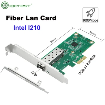 IOCREST Intel 210 PCIEx1 Fiber 1000 Мбит/с Lan Card Игровой Адаптер PCI Express 1G Однопортовый Гигабитный сетевой адаптер для настольного сервера