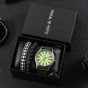 Стильные мужские часы, уникальные браслеты, подарочный набор для часов, Нейлоновый кварцевый Календарь, наручные часы, Регулируемый браслет, коробка, шикарный сувенир