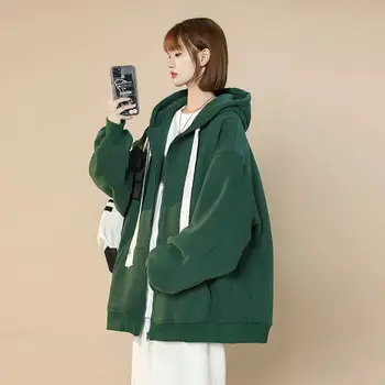 Весенне-осеннее Короткое пальто Женская мода Ins, Спортивный свитер в Гонконгском стиле, кардиган с капюшоном, бейсбол