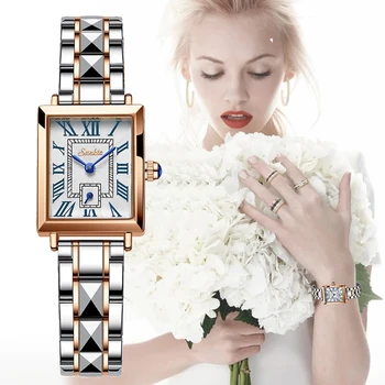 Sunkta Новые квадратные женские часы от лучшего бренда, роскошные водонепроницаемые кварцевые часы с браслетом, простой циферблат из розового золота, роскошные женские часы
