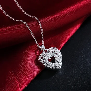 Элегантное ожерелье с полым сердечком из стерлингового серебра 925 пробы для женщин, модные вечерние свадебные аксессуары, Ювелирные изделия, Рождественские подарки