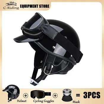 Винтажный мотоциклетный шлем Casco Moto Шлем Ретро Capacete De Moto Equipment, Защитная крышка для половины лица, скутер, велоспорт, сертифицированный DOT