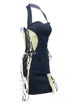 Женская Летняя одежда из 2 предметов, топы на бретелях без рукавов, мини-комплект с юбкой-футляром контрастного цвета