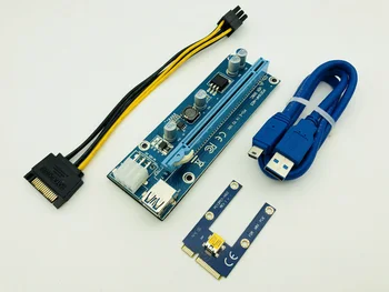 Mini PCIe PCI-E PCI Express Riser Card к удлинителю PCIE 16X SATA к 6Pin IDE Molex Кабель Питания для Майнинга BTC ETH Litecoin Miner