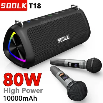 SODLK T18 Мощный 80 Вт Caixa De Som Bluetooth Динамик Открытый Беспроводной Сабвуфер Саундбар TES Вечерние Караоке Mega Bass С Микрофоном