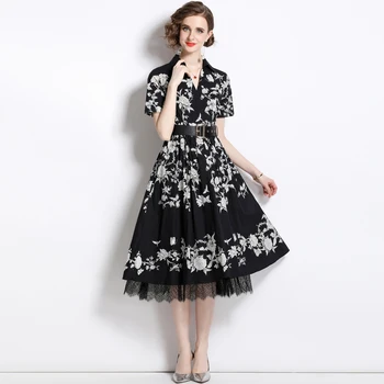 Женское летнее элегантное платье AIMEILI, Праздничное Высококачественное Длинное коктейльное Платье для вечеринки, Женское Винтажное Кружевное Дизайнерское платье Трапециевидной формы