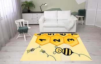 Желтый Турецкий ковер, ковер с пчелиным медом, Детская комната, ковер для гостиной, Нескользящий веселый Детский игровой коврик, Эстетическое украшение спален