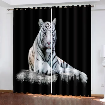 Тигр, лежащий на камне, Оконные шторы, Тканевые шторы для гостиной, 3D-шторы с дикими животными, Домашний декор, шторы для спальни