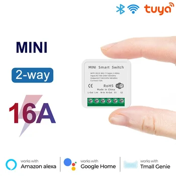 Mini Tuya Wifi Smart Switch 16A 2-полосный модуль автоматизации реле таймера Приложение Smart Life Голосовое управление работа с Alexa Google Home