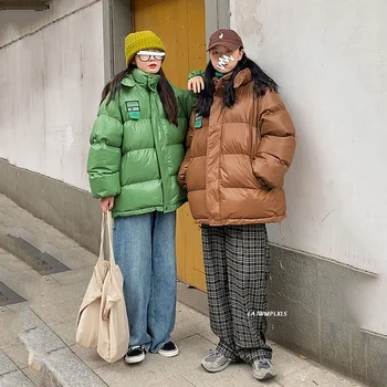 Зимняя женская куртка с капюшоном 2023, новая корейская свободная хлопковая куртка-парка со стоячим воротником, утепленная куртка из хлопка, хлебопечки