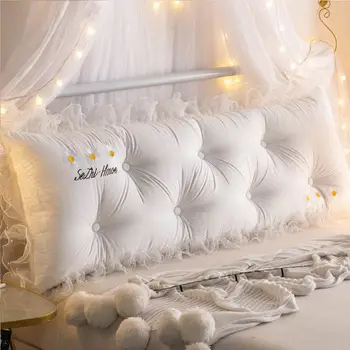 Милая Прикроватная подушка с вышивкой Королевского размера, Мягкая подушка для спины, Высокоэластичная Диванная подушка, Большая Поясничная подушка