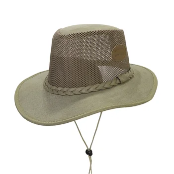 Легкая Сетчатая мужская Ковбойская шляпа в западном стиле с широкими полями для активного отдыха и летнего пляжного кемпинга - Стильная Солнцезащитная шляпа для