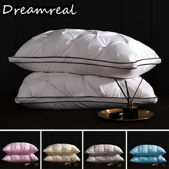 Dreamreal 3D Хлеб из Белого Гусиного Пуха и Перьев, Основная Кровать Для Сна, Подушки Для 5-звездочного Отеля, Стандартная Ортопедическая Подушка Размера 