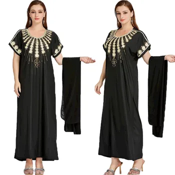 2023 Новая Модная Африканская Женская Одежда с Головным Платком Дубай Роскошная Мусульманская Одежда С Блестками Абайя Одежда Кафтан Исламская Одежда