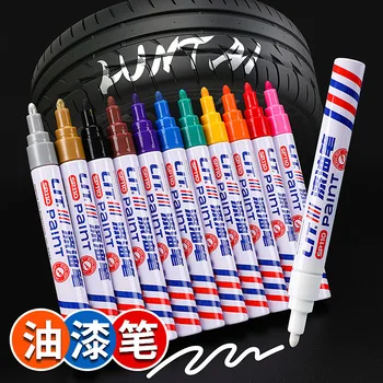 12-цветная цветная ручка для рисования, ремонт автомобильной краски, окраска шин, имитирующая Водонепроницаемый Не выцветающий белый перманентный маркер
