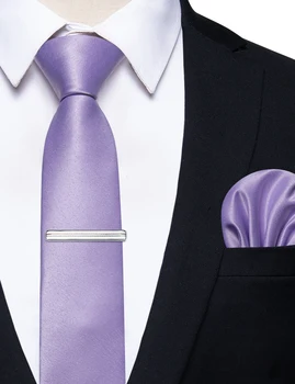 Классический Роскошный Фиолетовый Тонкий Галстук для мужчины, рубашка, Жилет, Аксессуары, Модный Роскошный Квадратный Галстук для мужчины, Набор свадебных Зажимов, подарок