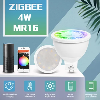 Умный Дом ZigBee Голосовое Управление RGBW 4 Вт MR16 Лампа DC12V LED RGBCCT Прожектор Цветной и белый Smart LED Работа с концентратором Echo Plus