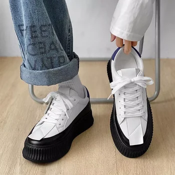 Обувь для мужчин, Дизайнерская Брендовая Обувь для Скейтборда, Новинка 2023 года, Вулканизированная Обувь на Шнуровке с круглым Носком, Повседневные Мужские Массивные Кроссовки