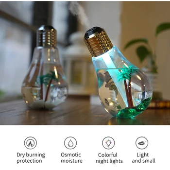 Мини-лампа Увлажнитель воздуха Диффузор Эфирное масло 400 мл USB Автомобильный Распылитель ароматического тумана для духов для домашнего растения с красочной ночной лампой