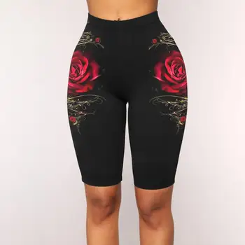 Весенние женские шорты с цветочным рисунком, черные леггинсы для йоги с подтяжкой ягодиц, велосипедные шорты из акульей кожи, спортивные шорты для фитнеса с высокой талией