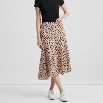 2023 новая юбка-трапеция из двойного крепа экспортного качества с высокой талией, асимметричная юбка-трапеция из шелка тутового цвета с леопардовым принтом
