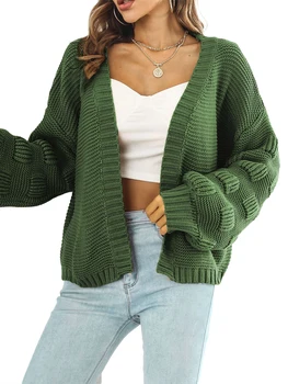 Женский Осенне-зимний свитер-пальто Оверсайз 2023 с открытой передней частью и длинными рукавами - Стильная и уютная верхняя одежда