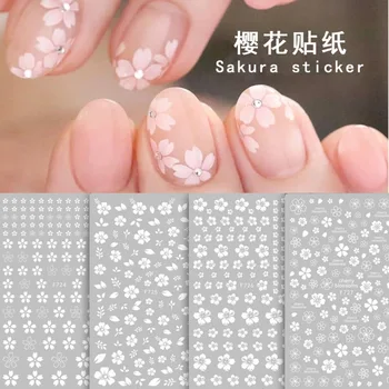 1 шт. 3D наклейки для ногтей с вишневым цветом, Наклейки для ногтей, Аксессуары для ногтей в виде Цветочной звезды, Принадлежности для ногтей, Клейкие наклейки 