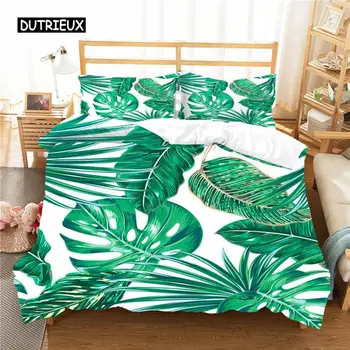 Набор Пододеяльников с листьями, Комплект постельного белья в стиле Гавайских тропических листьев Размера 