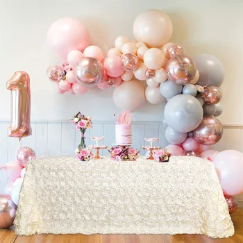 Скатерть с розочками для свадьбы, дня рождения, банкета, декор, покрытие стола, белая, розовая, черная, с вышивкой в виде роз, скатерть для десерта