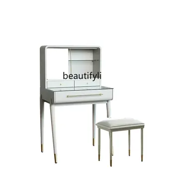 LHY Современный Простой Туалетный столик в Спальне Небольшой шкаф для хранения с зеркалом, встроенный столик для макияжа
